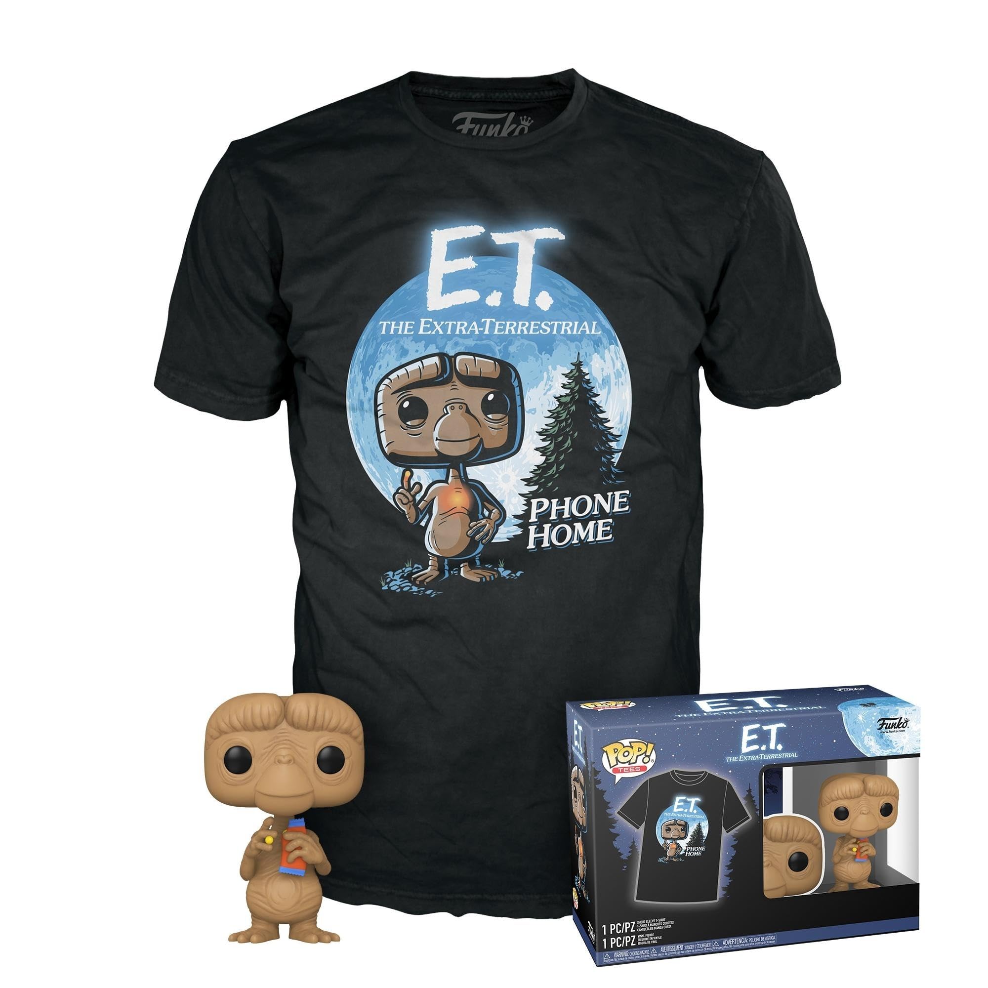 Funko Pop! & Tee: E.T.- E.T. With Reeses - Medium - E.T. the Extra Terrestrial - T-Shirt - Clothes With Collectable Vinyl Figure - Gift Idea - Toys and Short Sleeve Top for Adults Unisex Men