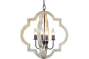 Rviezza 19.49'' Farmhouse Orb Chandelier, 4-Light Rustic Dining Room Light Fixture, Farmhouse Light Fixtures Adjustable Height, Hanging Pendant Lighting for Dining Room Kitchen Island Entryway Foyer
