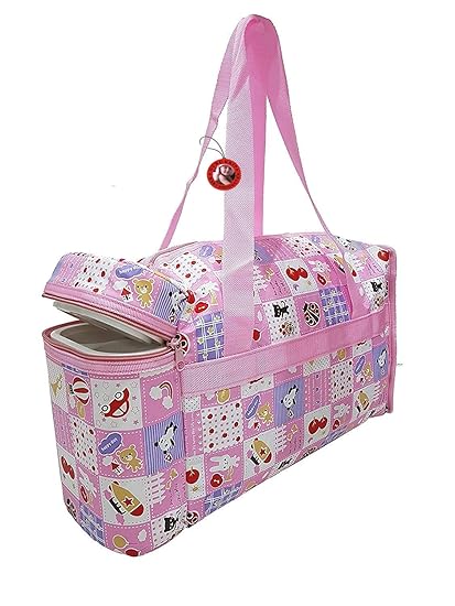 GURU KRIPA BABY PRODUCTS Boys Plastic Pink Multipurpose Waterproof Maternity Handbag with 2 Bottle Holders
