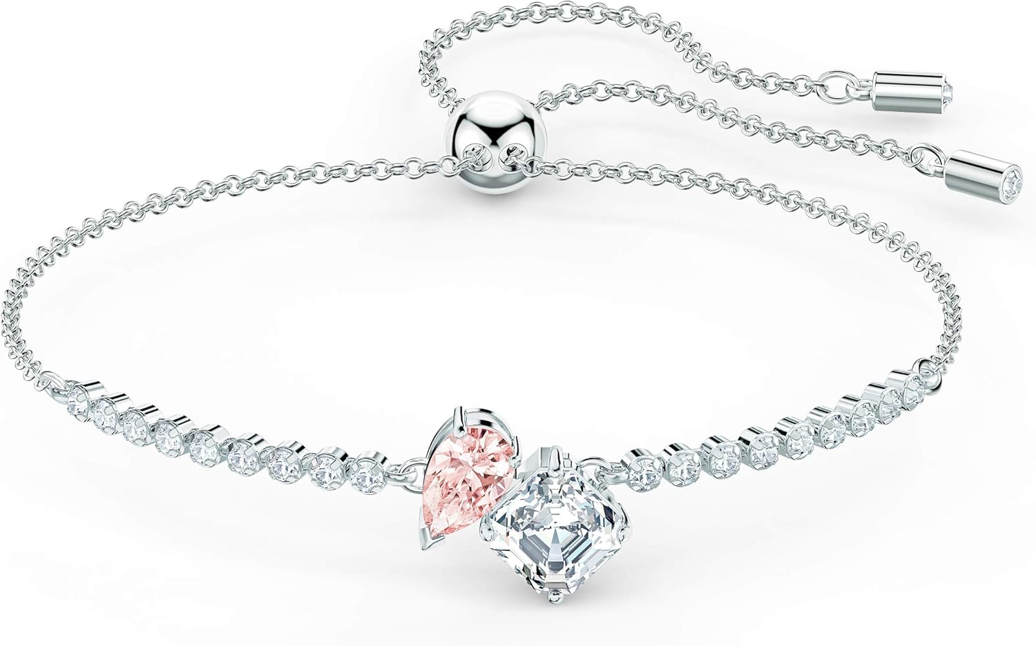 SWAROVSKI Women's Attract Soul Rhodium Finish Bracelet, Pink/White Crystal
