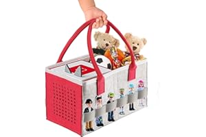 ThxYour Carry Bag for Toniebox Audio Player Starter Set, Storage Bag for Tonies Figurine, Folding Bag for Kids Toniebox Accessories Travel Carrying Bag (Red)