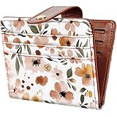 Simikol Small Wallets for Women Slim Minimalist for Bifold Credit Card Holder for Pocket or Purse, Full Floral