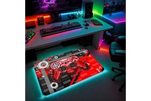 ANGELWARDROBE Gamer Rugs for Bedroom Boys Teens 3D Printed Red Game Gamepad Carpets Living Room Mat Home Decor Gaming Controller Black Crystal Floor Polyester Decor Doormats, 35"x23"