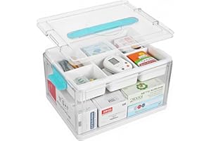 ANYPROLUS 24QT Clear Medicine Storage Box, Large Capacity First Aid Box with Tray, Plastic Medicine Organizer Boxes with Handle, Medical Supply Organizers with Lid, Multipurpose Medication Storage