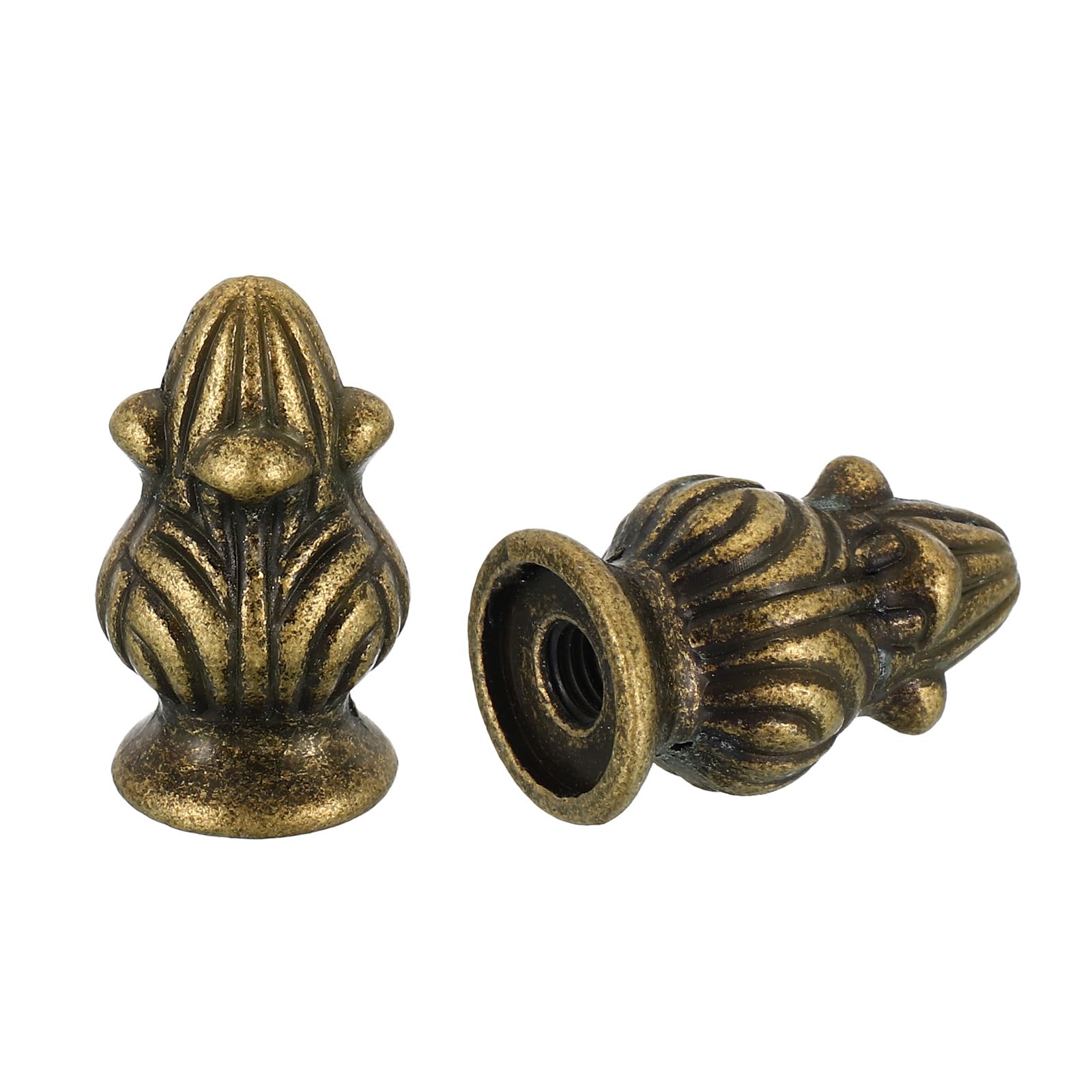 PATIKIL 1.3" Tall Zinc Alloy Lamp Finials Cap Knob, 2 Pack Lamp Screw Holder Tapped 1/4-27 for Table and Floor Lamp Shade Decorations, Bronze
