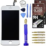 Cell Phone DIY White Replacement Screen for Apple iPhone 6 - Complete Grade AAA Digitizer and LCD Assembly, Repair Kit Inc. Premium Repair Tools + [2x] Hardened Tempered Glass Touchscreen Protectors