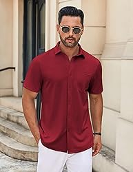 COOFANDY Button Down Shirt Men Short Sleeve Mens