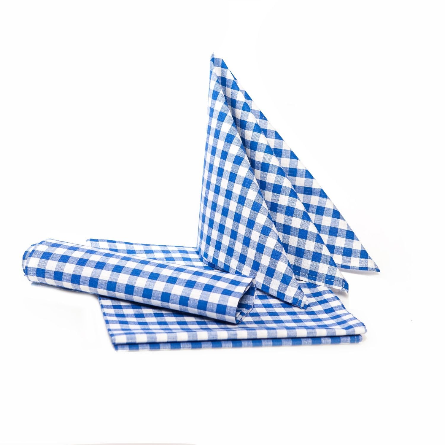 TextilDepot24 Set of 6 Chequered Tablecloths 5 mm Table Cloths, 100% Cotton, 50 x 50 cm, Blue and White Check