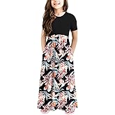 storeofbaby Girls Casual Maxi Floral Dress Long Sleeve Holiday Dresses with Pockets
