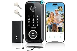 Hornbill Video Smart Lock with Camera: 10-in-1 Ring+2K Camera+Doorbell+Fingerprint Keyless Entry Door Lock, Built-in WiFi Dea