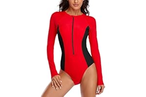 YATEEN Womens Athletic Training Swimsuit Long Sleeve Rashguard