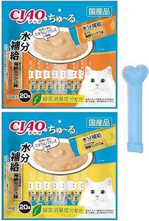 Amazon いなば 猫用 チャオ ちゅ る 水分補給 まぐろ海鮮ミックス味 とりささみ海鮮ミックス味 各本入 ちゅ るスプーン付き ノーブランド品 お菓子 スナック 通販