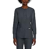 Landau Essentials Relaxed Fit 4-Pocket Snap-Front Scrub Jacket for Women 7525 Graphite MED