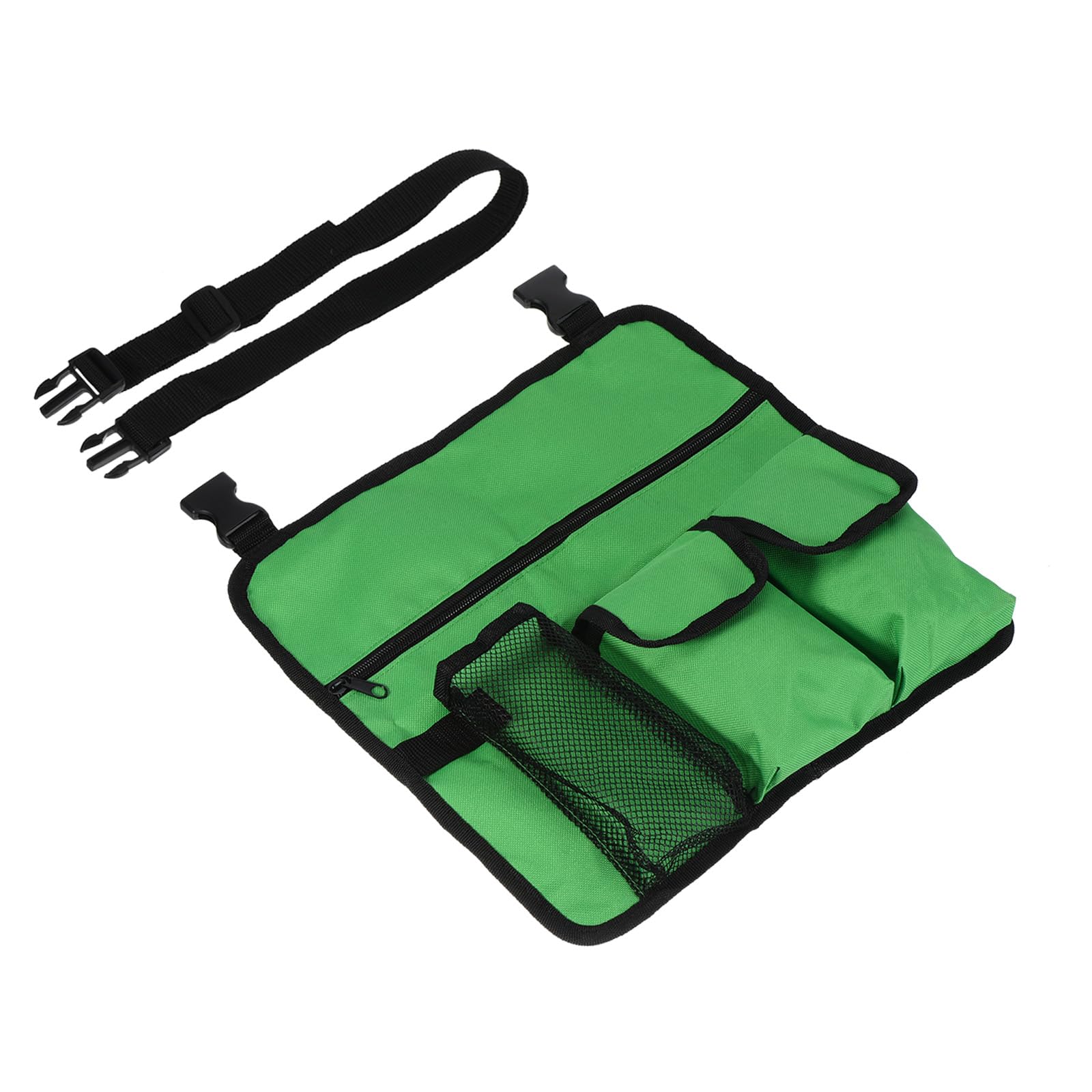M METERXITY Chair Armrest Organizer - Polyester 4 Pockets Snack Magazine Arm Rest Storage Bag with Adjustable Straps, Apply to Camping/Fishing/Picnic (Green)