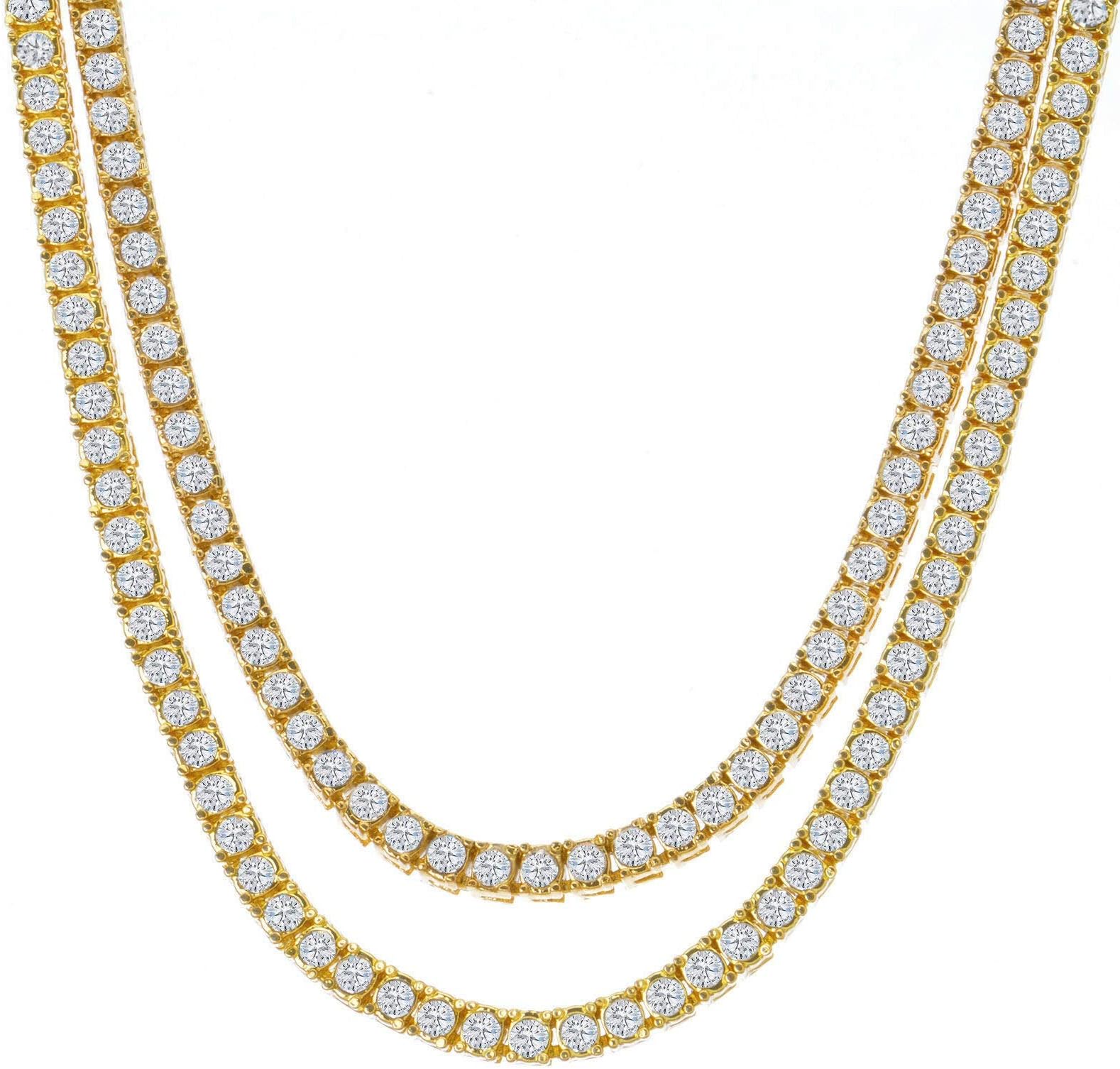 Mens Iced Out Hip Hop Gold tone CZ Miami Cuban Link Chain Choker Necklace