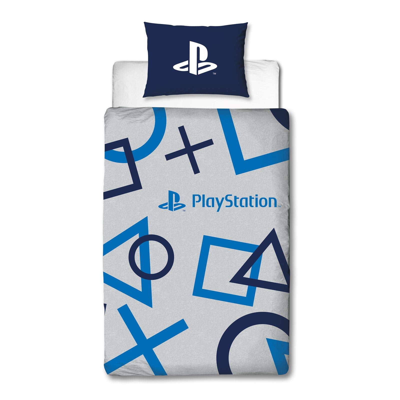 Character World PlayStation Blue Design Single Duvet Cover Set | Reversible 2 Sided Bedding Including Matching Pillow Case|Polycotton