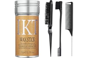SHIYALAN Black Edge Brush, Flyaway Tamer and Slick Back Brush for Smooth, Voluminous Hairstyles - Rat Tail Combs Included