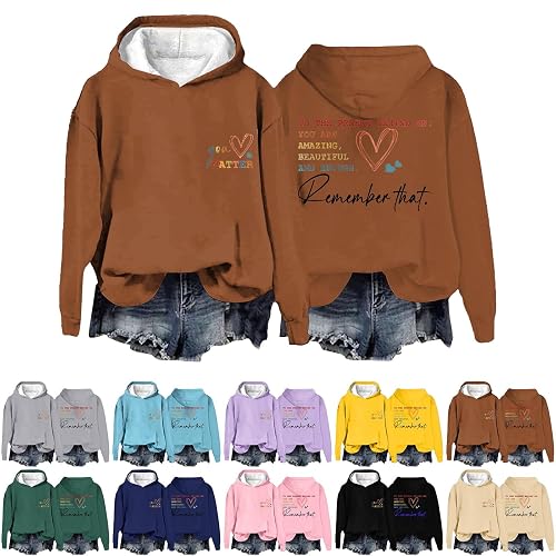 Ladies Sweatshirts And Hoodies Hoodies for Women UK Fashion Backprint Long Sleeve Sweatshirt Comfy Hoodie Graphic Letter Print Hooded Sweatshirts Ladies Jumper