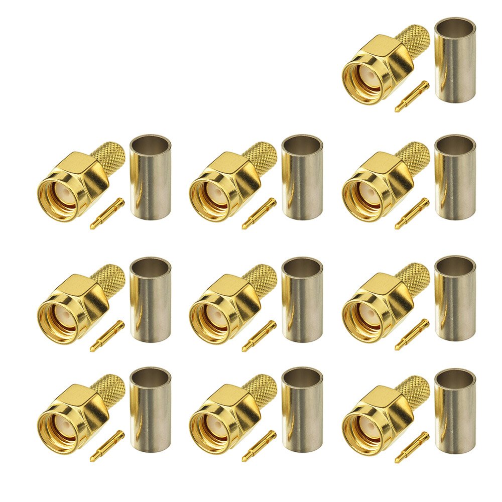 Eightwood SMA Connector SMA Male Plug Connector Crimp RG58 Cable for 4G Aerial Wifi Antenna 4G LTE Antenna Router Walkie-Talkie Radio Antenna 10pcs