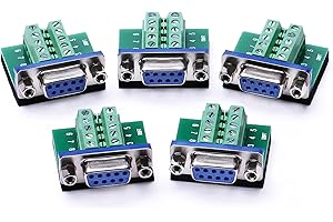 DB9 breakout board DB9 RS232 serial female to terminal block 10P adapter 5 pack