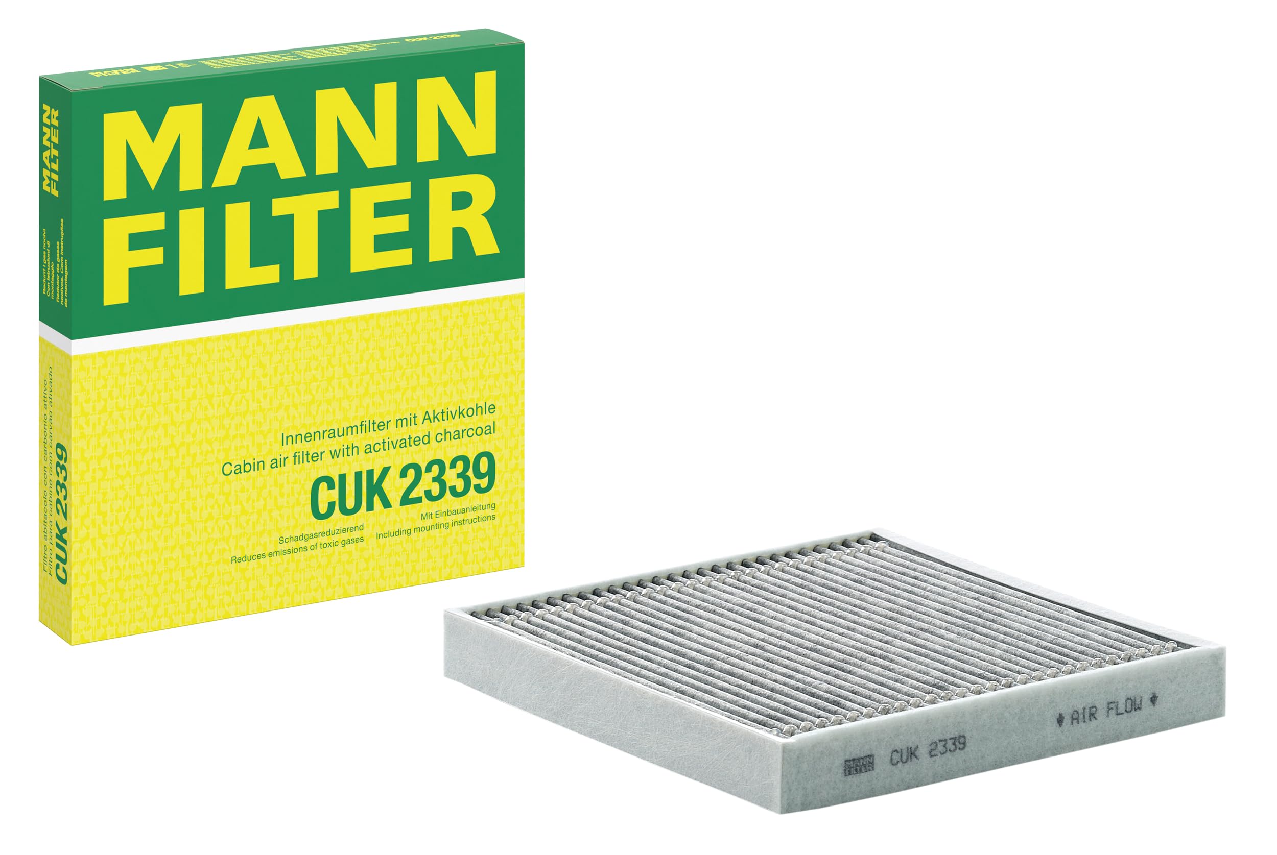 MANN-FILTER CUK 2339 Cabin Air Filter - Pollen Filter with Activated Carbon - for Cars + Transporters