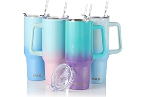MaxBase 40 oz Tumbler with Handle and Straw Lid, Insulated Reusable Stainless Steel Travel Mug Keeps Drinks Cold up to 34 Hours, 100% Leakproof Bottle for Water, Iced Tea or Coffee, Smoothie and More