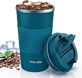 Aolieh Travel Mug 510 ml Insulated Stainless Steel with Cap Blue