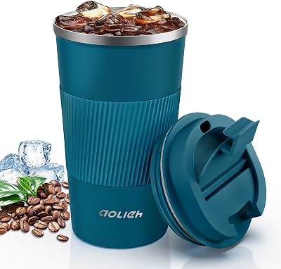 Aolieh Travel Mug 510 ml Insulated Stainless Steel with Cap Blue