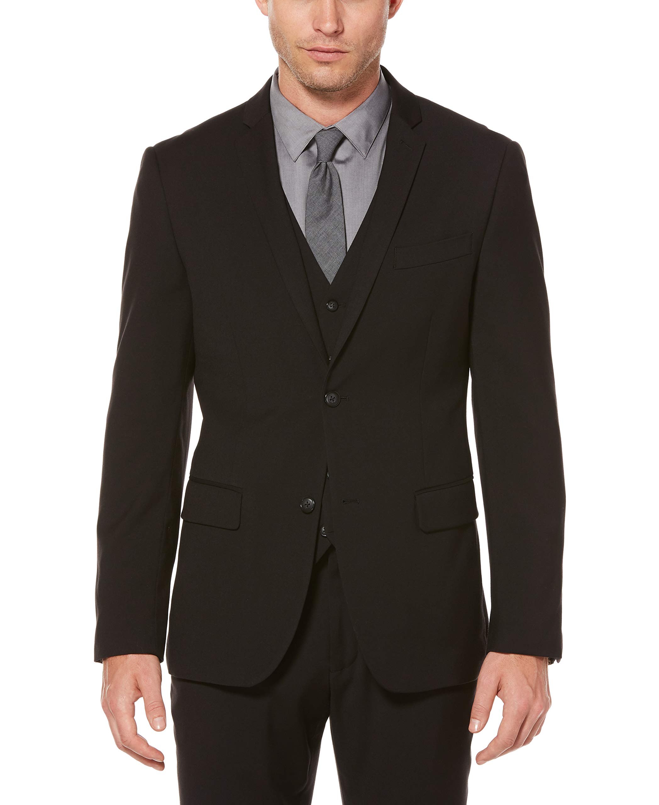 Photo 1 of Perry Ellis Men's Solid Stretch Suit Jacket, Black, 50 Big