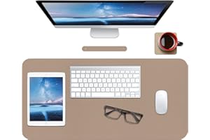 Boutilon Leather Desk Mat,Desk Pad,Desktop mat,Waterproof Mat for Desktop, Keyboard and Mouse,Leather Mouse Pad Protector Off