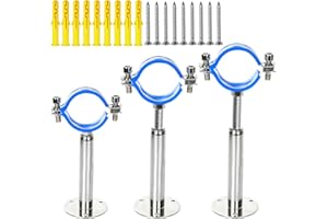 CYEAH 3 PCS Wall Mount Ceiling Mount Pipe Support Clamp, 2 Inch Adjustable Stainless Steel Pipe Support Bracket Pipe Standoff for Dia 51mm Pipe, Tube or Rod Fixing, Adjustable Height 105-150mm