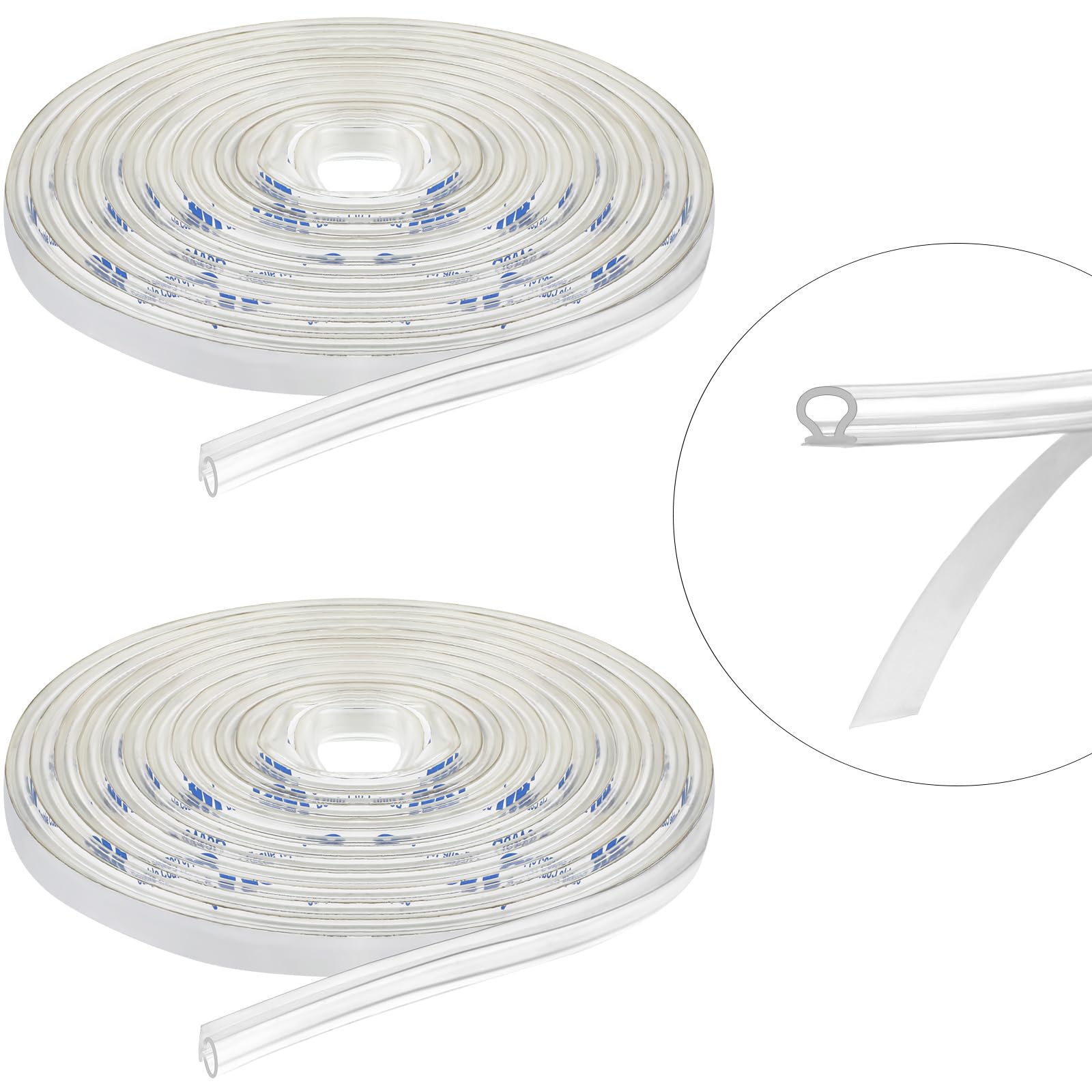Photo 1 of Tondiamo Shower Door Side Strip Seal Glass Translucent Shower Door Side Strip Seal Soft Clear PVC Frameless Glass Sweep to Stop Water(5/32 x 98.4 Inches,2 Rolls)
