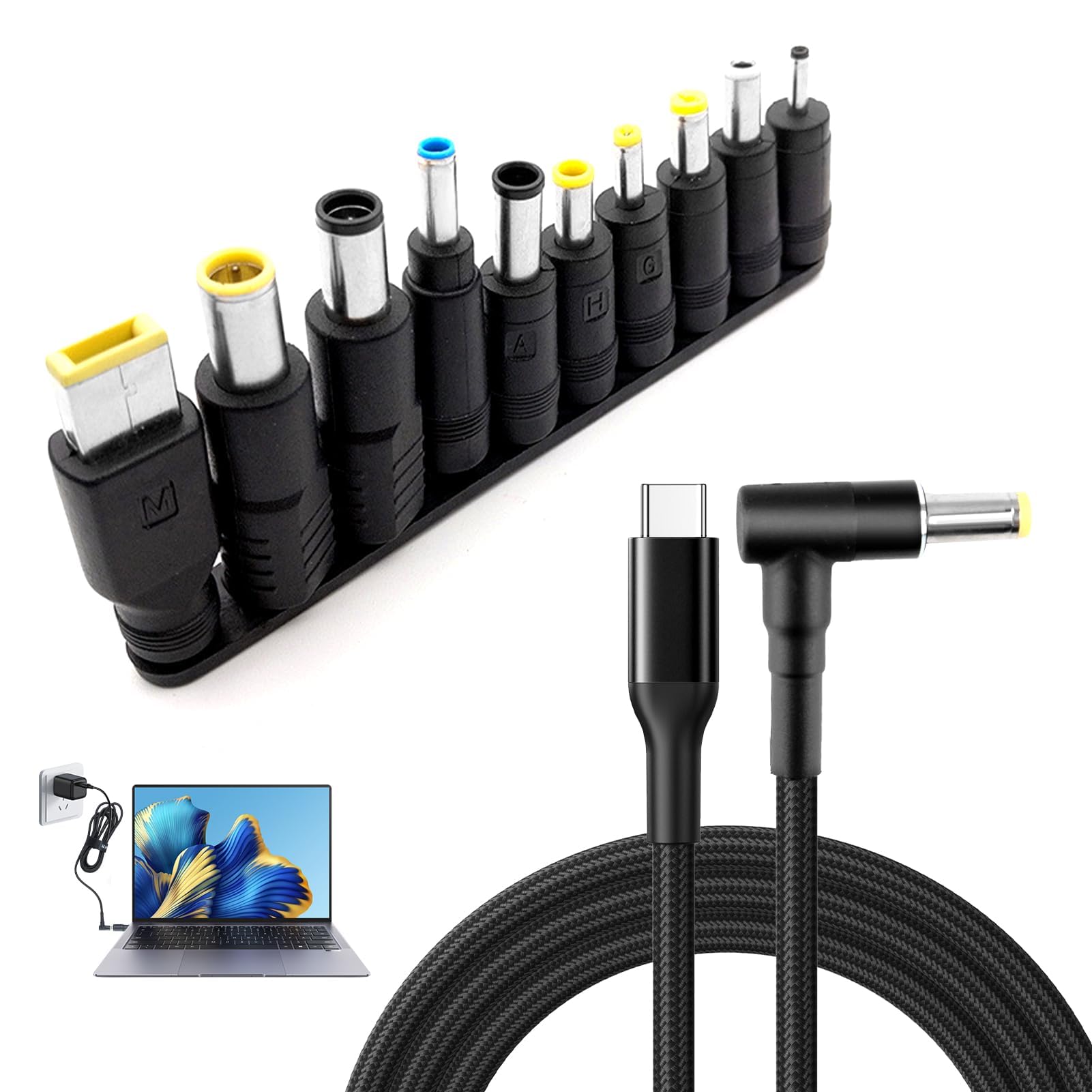 Photo 1 of hoeslaw USB C to DC Power Adapter Kit, 5.5 x 2.1mm Round Barrel Connector with 12V Output, Universal Charging Cable Compatible with Sony Toshiba Samsung Lenovo Laptop Tablet Electronic (10 Pcs)
