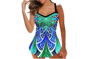 MAISDGOP Tankini Swimsuits for Women Fashion Print Strappy Back Set Comfy High Waist Bathing Suits Two Piece Beach Swimsuit