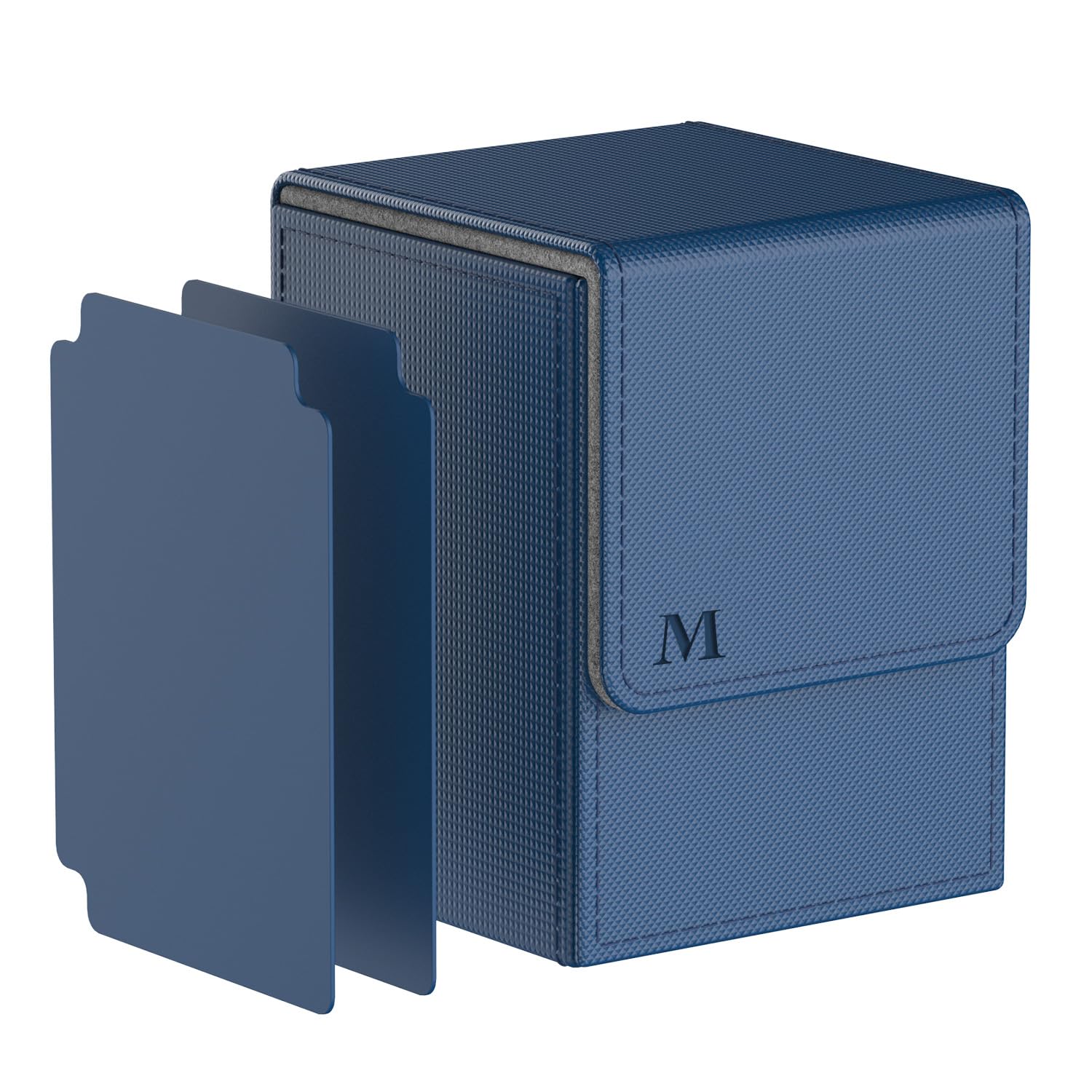 Pulchra Card Deck Box with 2 Dividers per Holder for TCG, Large Size Holds up to 100+ Cards (LOGO-M Design,Blue) — image 1