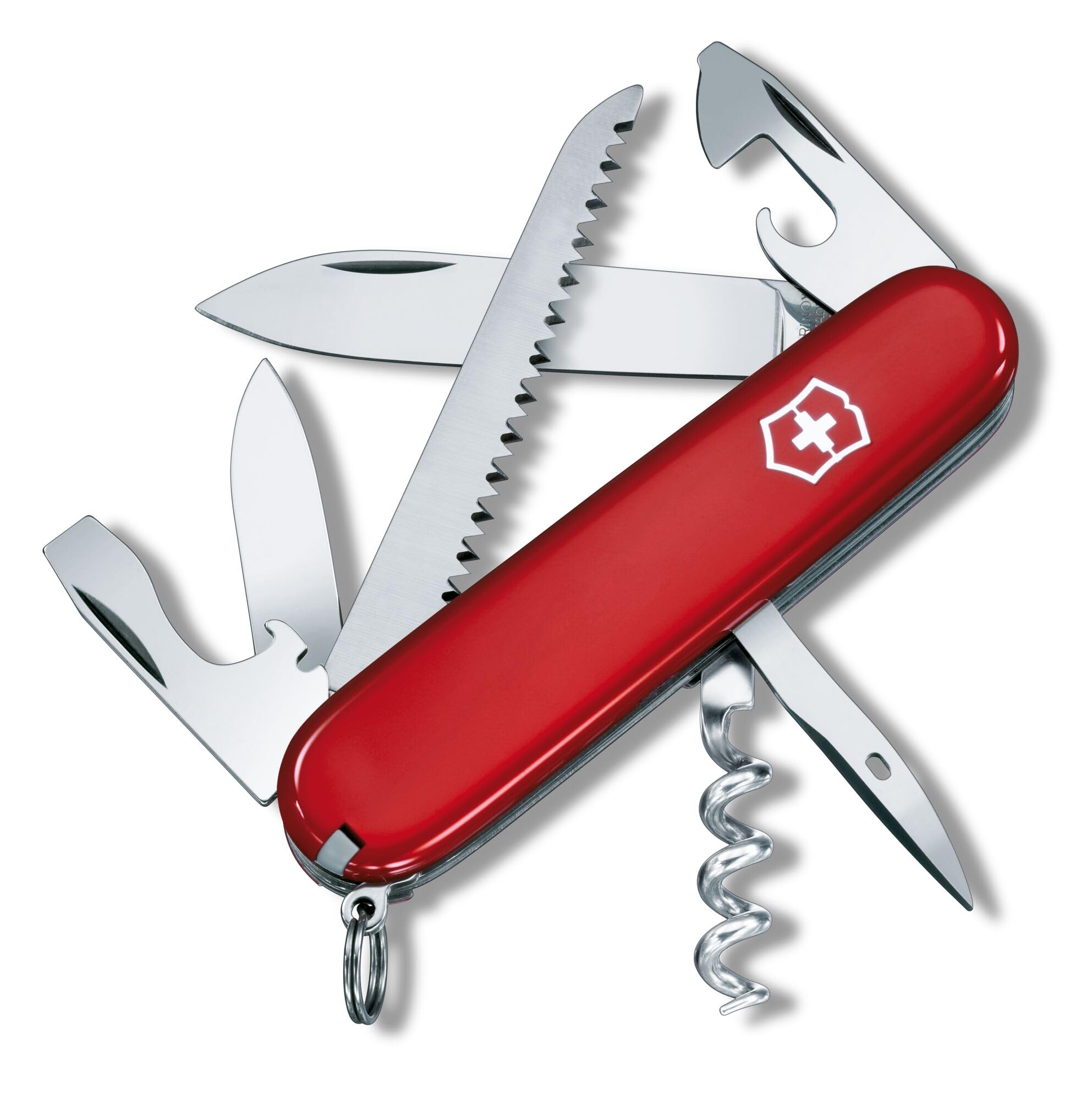 Victorinox Camper Swiss Army Knife, Medium, Multi Tool, Camping Knife, 13 Functions, Blade, Bottle Opener, Red, 91 mm, Blister