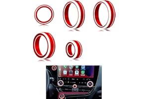 HDUFC for Lexus 2023 2024 2025 NX/RX/RZ/TX/GX550 Alloy Interior Decoration, one-Button Start Ring, Volume Adjustment knob Cover, air Conditioning knob Cover, car Interior Decoration Cover (5pcs, red)