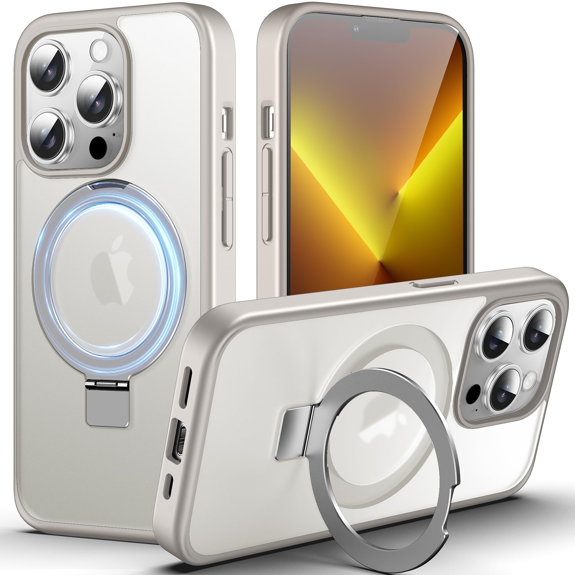 DASFOND Magnetic Designed for iPhone 13 Pro Case [Compatible with Mag-Safe] [Invisible Ring Kickstand] Slim Translucent Matte Shockproof Anti-Fingerprint Cover Case for iPhone 13 Pro 6.1", Gray — image 1