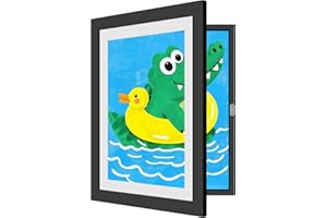 MISNEACH 1 Pack Kids Artwork Frames Changeable 8.5 x 11 Inch Children Art Projects Children Art Frames Front Opening Picture Display Frame Holds 150 Drawings for Craft Storage, Room Decor, Portfolio, Black