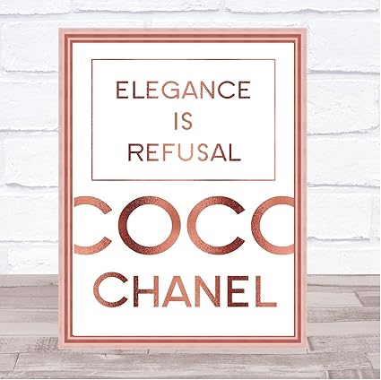 Coco Chanel Elegance Is Refusal Decoration Murale Avec Citation Or