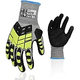 Graloky Safety Work Gloves,Impact Gloves for Men Women,Cut Resistant Non-Slip Heavy Duty Gloves with Nitrile Grip,Touch Screen Glove with Impact Protection for Gardening Mechanic Construction, Medium