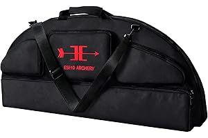 E5E10 Compound Bow Case - Waterproof Lightweight Soft Padded Bow Case, 3 Multipurpose Exterior Pockets + Dedicated Long Arrow Bag, Premium Fabric Comfortable for Secure Archery Accessories (Black, 37″)
