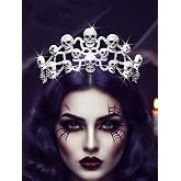 Urieo Halloween Crown Rhinestone Skull Tiara Headband Gothic Costume Hair Accessories for Women