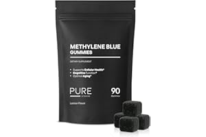 Pure Vitamins Methylene Blue Gummies 90ct - 5mg USP Grade | Lemon Flavor Methylene Blue Supplement | Cellular Health, Brain Function & Anti-Aging Support | Vegan, Non-GMO, Lab-Tested | Made in USA