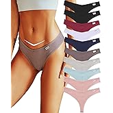 FINETOO 10 Pack Thongs for Women Cotton Underwear Breathable Stretch Low Rise Hipster Panties Sexy S-XL