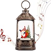 Christmas Snow Globe Lantern, Glitter Lighted Gnomes Snow Globe with Music,Musical Christmas Decorations USB and Battery Operated, Gnome Christmas Decor