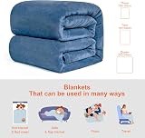 EHEYCIGA Fleece Blanket 130x165cm Mineral Blue Soft Microfiber Throw view 5