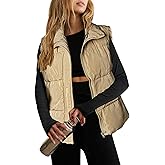 Zeagoo Women Puffer Vest Lightweight Stand Collar Sleeveless Winter Warm Zip Up Padded Outerwear Jackets with Pockets S-XXL