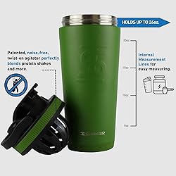 Ice Shaker 26 Oz Shaker Bottle, Stainless Steel
