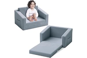 UPGOGO Kids Couch,2-in-1 Toddler Chairs for Boys,Kids Sofa with Storage,Comfortable Mini Couch for Kids,Fun Kids Lounge Chair,Toddler Furniture,Kids Playroom,Children's Gifts (Grey)